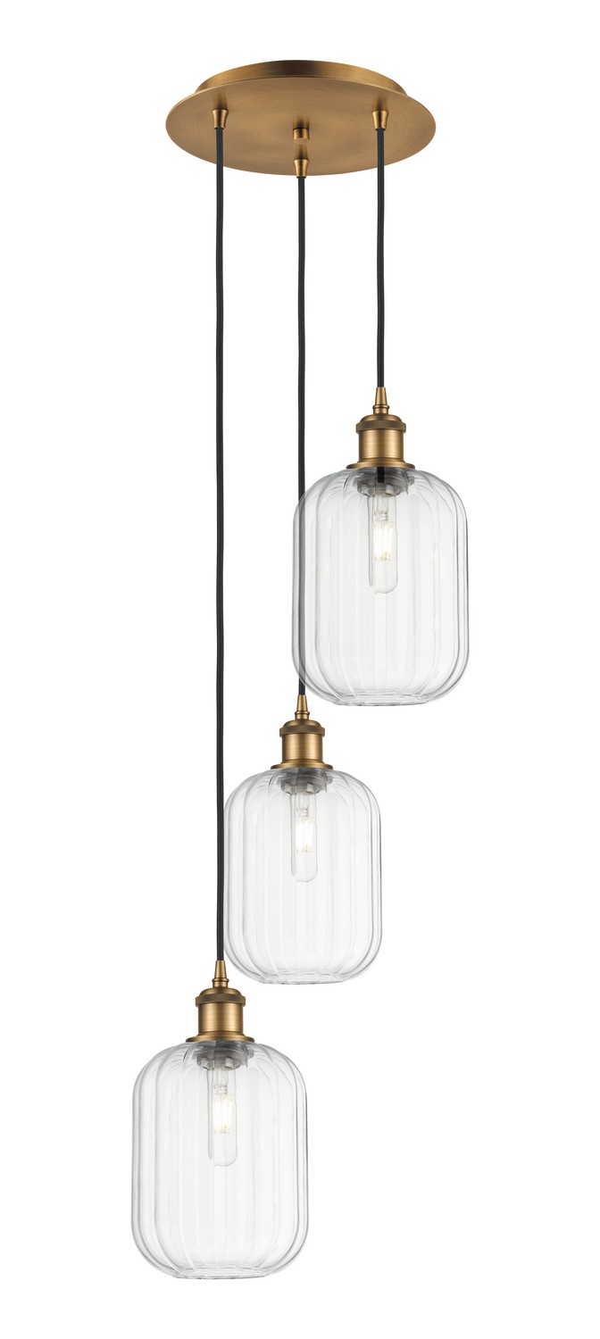 Three Light Pendant by Innovations - Ballston Collection, Brushed Brass Finish - 113B-3P-BB-G460-7CL
