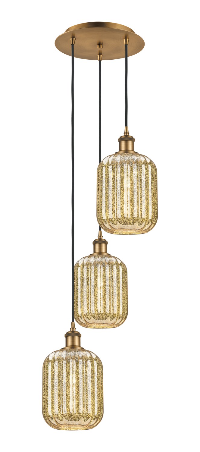 Three Light Pendant by Innovations - Ballston Collection, Brushed Brass Finish - 113B-3P-BB-G460-7ME
