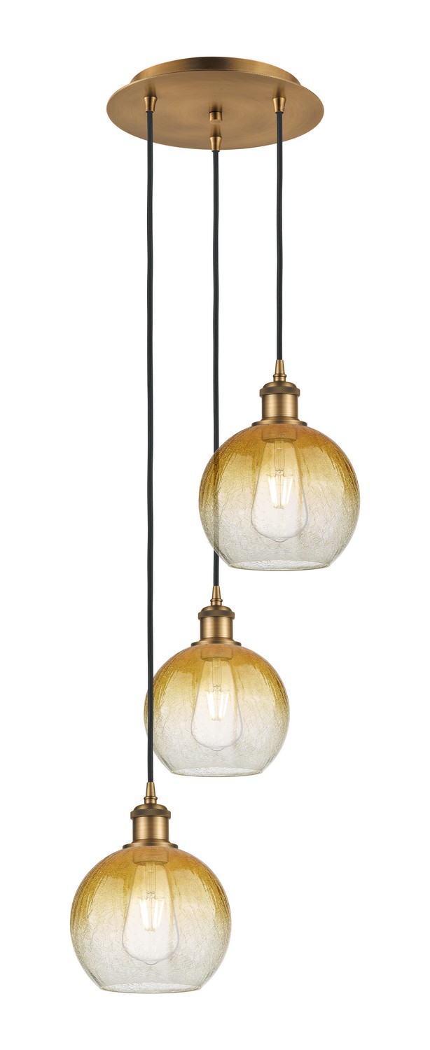 Three Light Pendant by Innovations - Ballston Collection, Brushed Brass Finish - 113B-3P-BB-G483-8AM