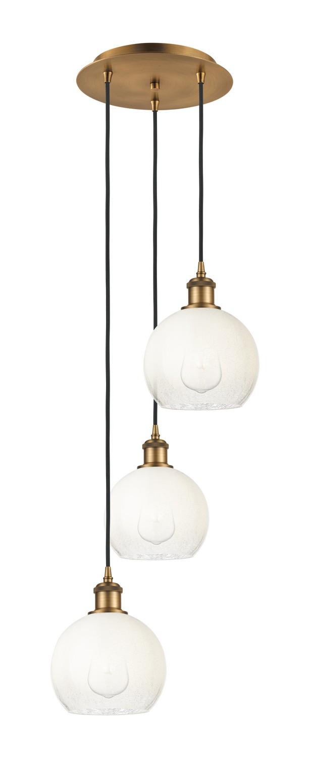 Three Light Pendant by Innovations - Ballston Collection, Brushed Brass Finish - 113B-3P-BB-G483-8OP