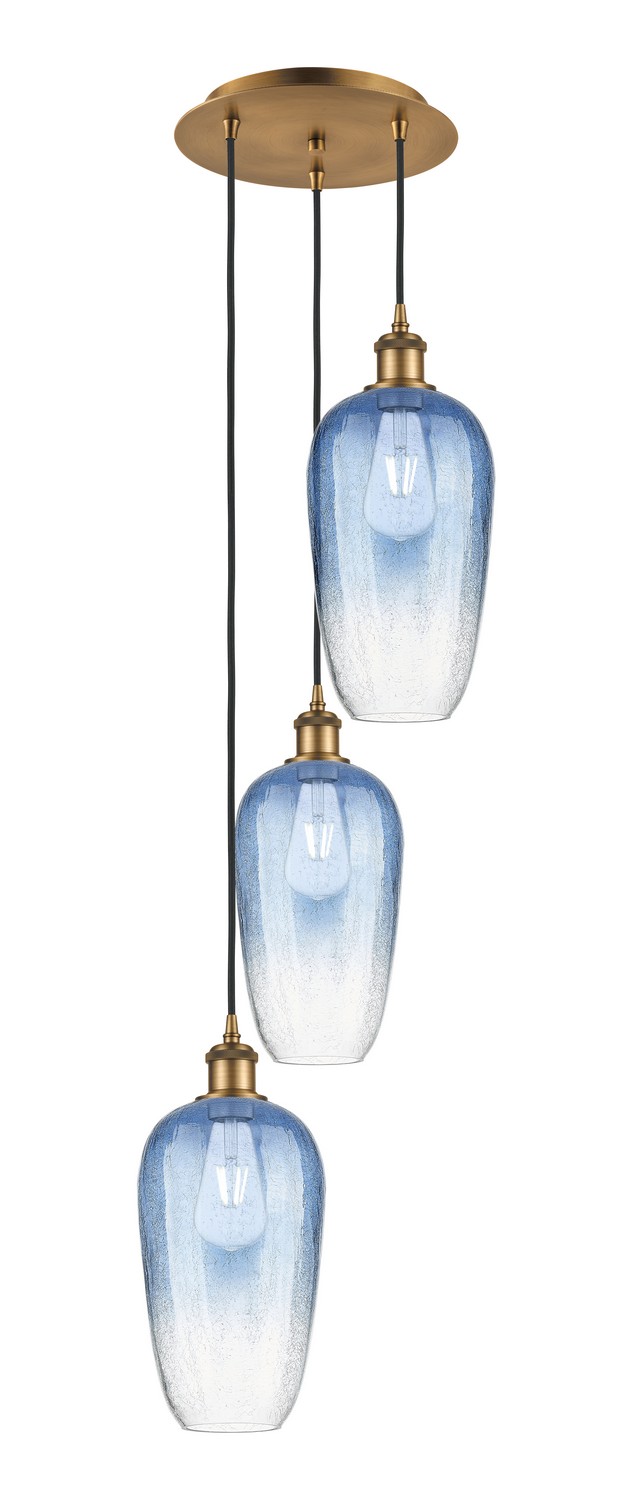 Three Light Pendant by Innovations - Ballston Collection, Brushed Brass Finish - 113B-3P-BB-G484-7SB
