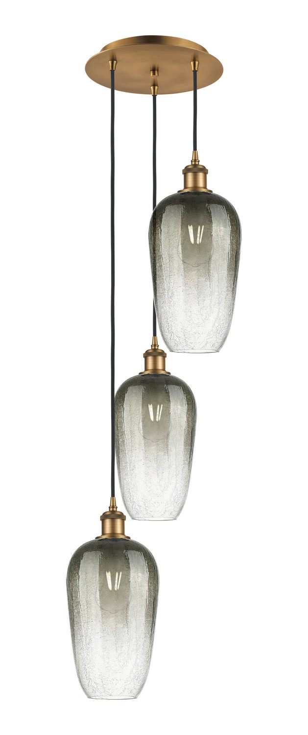 Three Light Pendant by Innovations - Ballston Collection, Brushed Brass Finish - 113B-3P-BB-G484-7SL