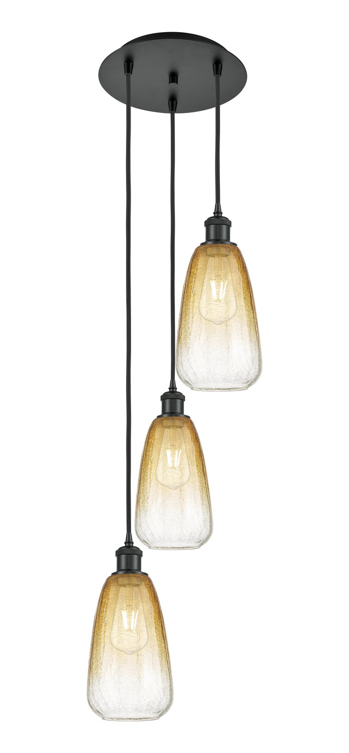 Three Light Pendant by Innovations - Ballston Collection, Matte Black Finish - 113B-3P-BK-G480-6AM
