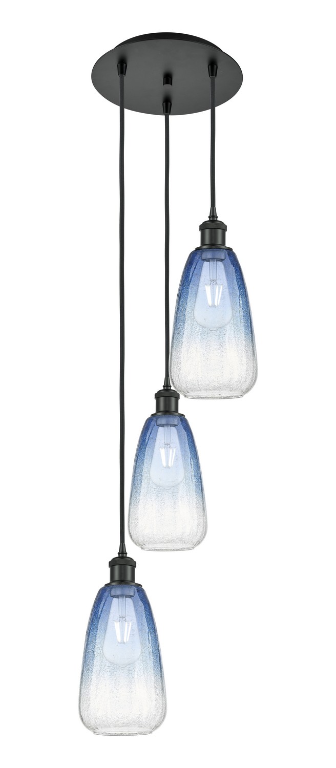 Three Light Pendant by Innovations - Ballston Collection, Matte Black Finish - 113B-3P-BK-G480-6SB