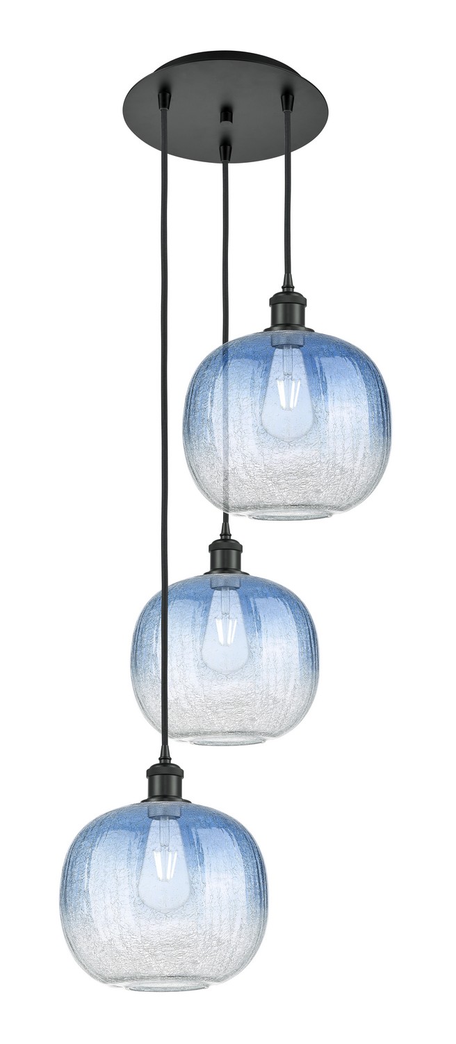 Three Light Pendant by Innovations - Ballston Collection, Matte Black Finish - 113B-3P-BK-G481-10SB