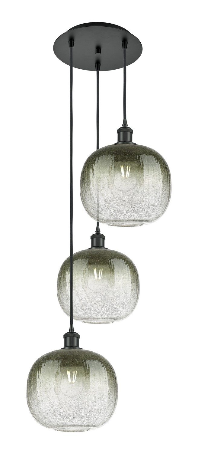 Three Light Pendant by Innovations - Ballston Collection, Matte Black Finish - 113B-3P-BK-G481-10SL