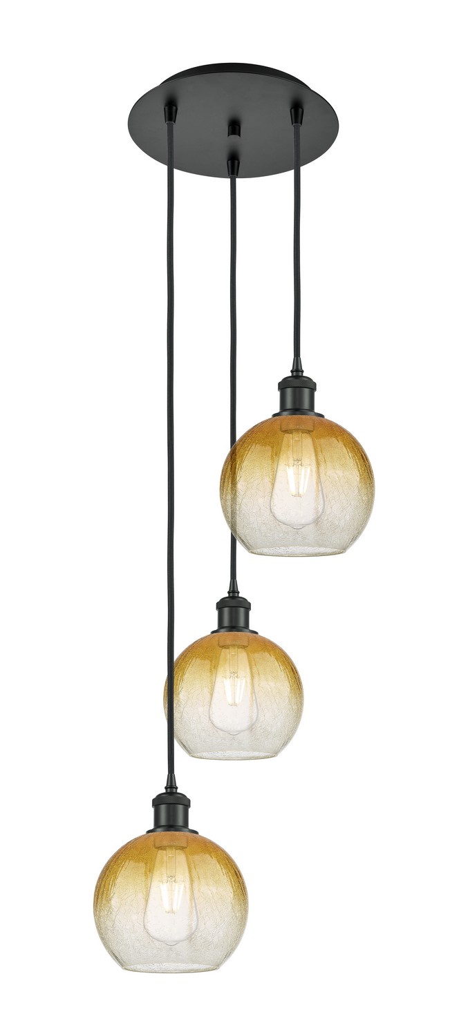 Three Light Pendant by Innovations - Ballston Collection, Matte Black Finish - 113B-3P-BK-G483-8AM