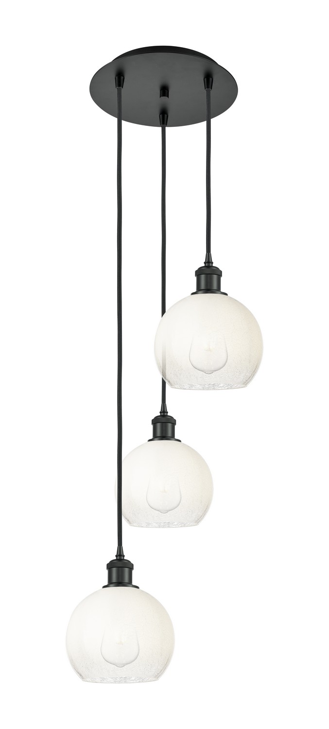 Three Light Pendant by Innovations - Ballston Collection, Matte Black Finish - 113B-3P-BK-G483-8OP