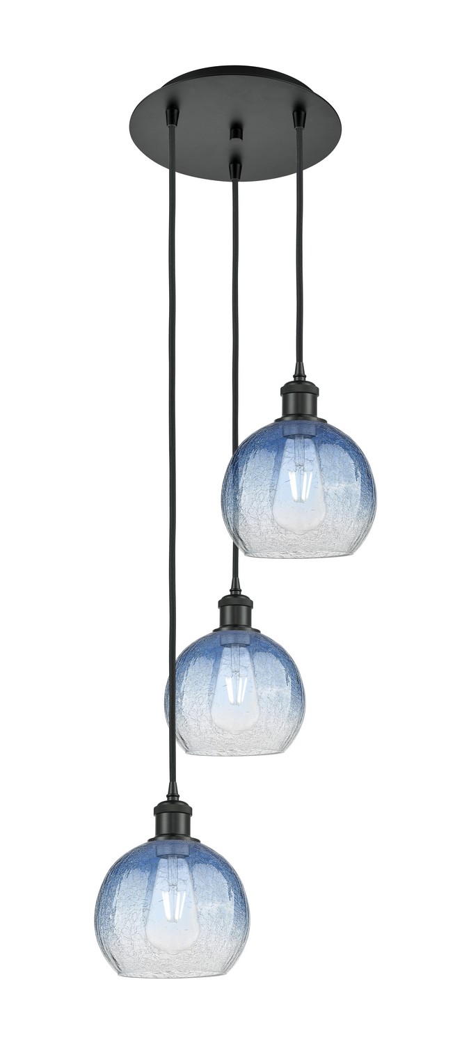Three Light Pendant by Innovations - Ballston Collection, Matte Black Finish - 113B-3P-BK-G483-8SB