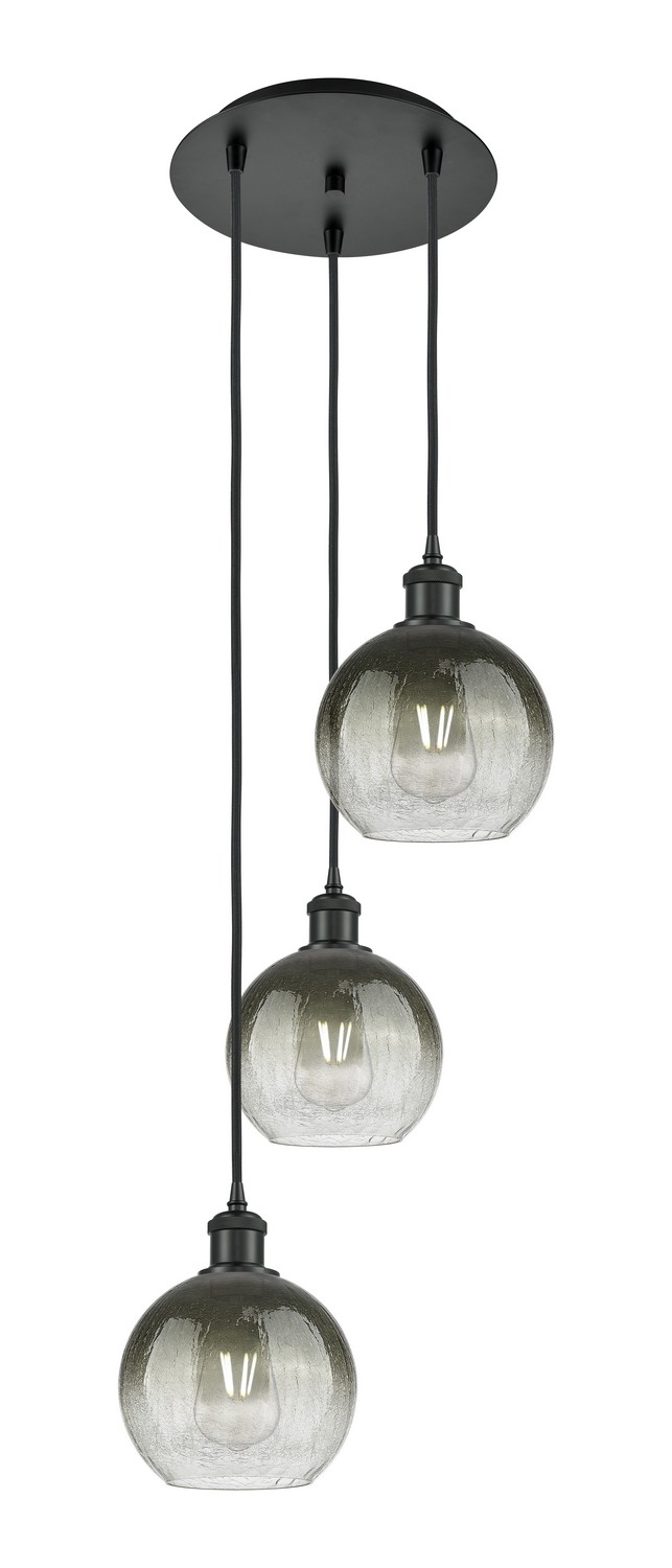 Three Light Pendant by Innovations - Ballston Collection, Matte Black Finish - 113B-3P-BK-G483-8SL