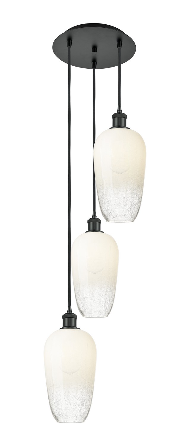 Three Light Pendant by Innovations - Ballston Collection, Matte Black Finish - 113B-3P-BK-G484-7OP
