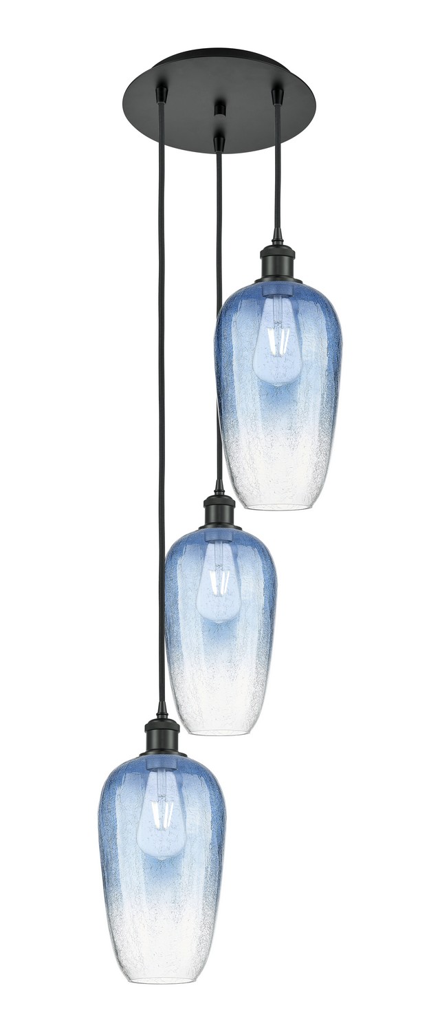 Three Light Pendant by Innovations - Ballston Collection, Matte Black Finish - 113B-3P-BK-G484-7SB