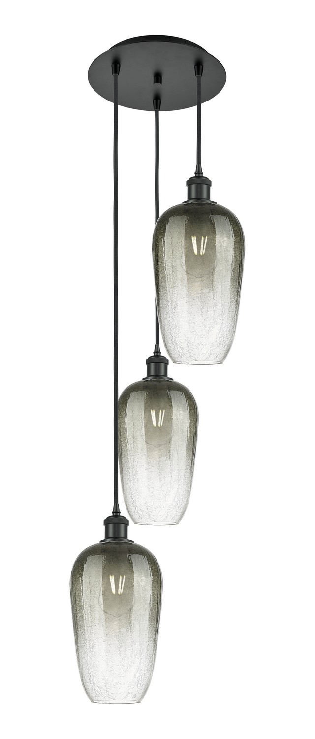 Three Light Pendant by Innovations - Ballston Collection, Matte Black Finish - 113B-3P-BK-G484-7SL