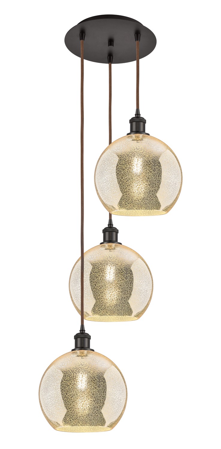 Three Light Pendant by Innovations - Ballston Collection, Oil Rubbed Bronze Finish - 113B-3P-OB-G128-10