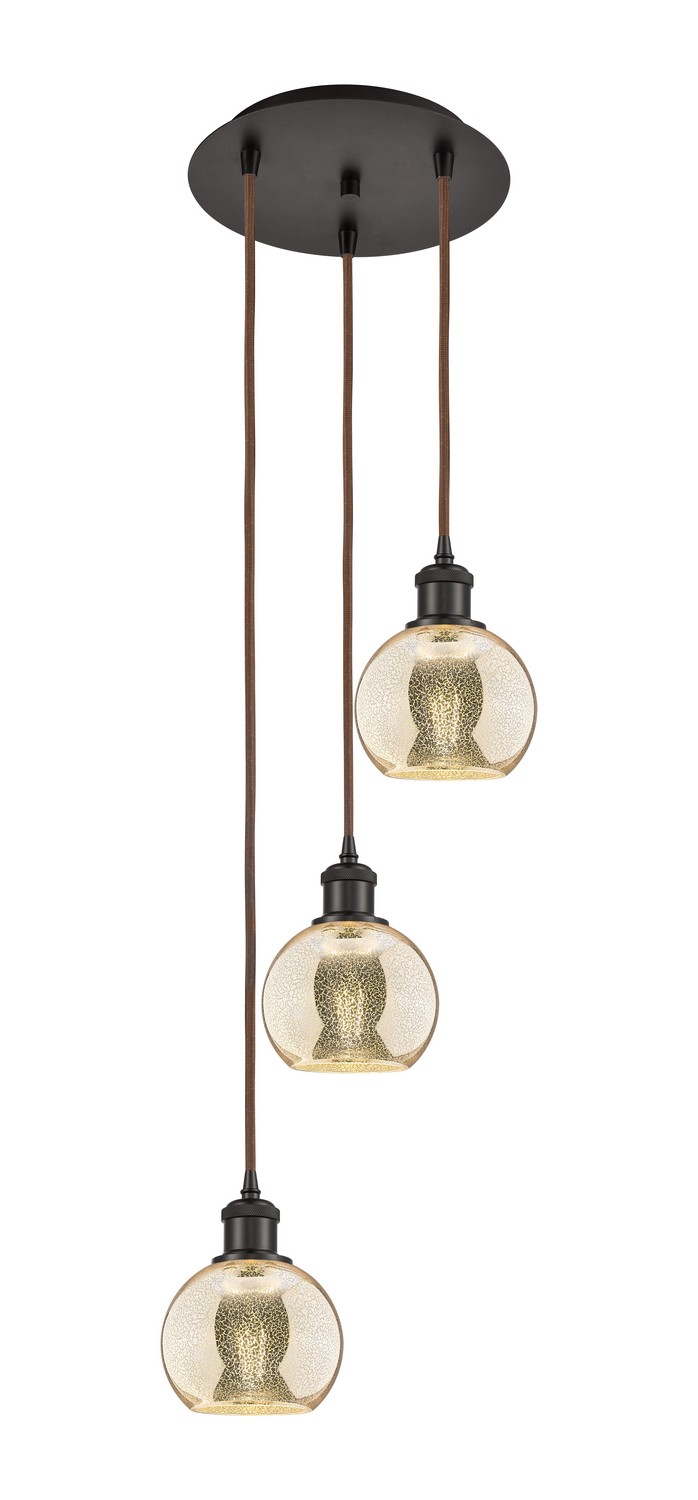 Three Light Pendant by Innovations - Ballston Collection, Oil Rubbed Bronze Finish - 113B-3P-OB-G128-6