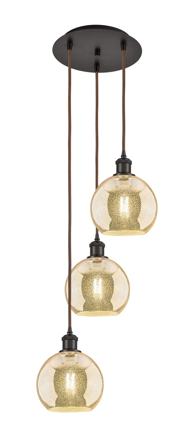 Three Light Pendant by Innovations - Ballston Collection, Oil Rubbed Bronze Finish - 113B-3P-OB-G128-8