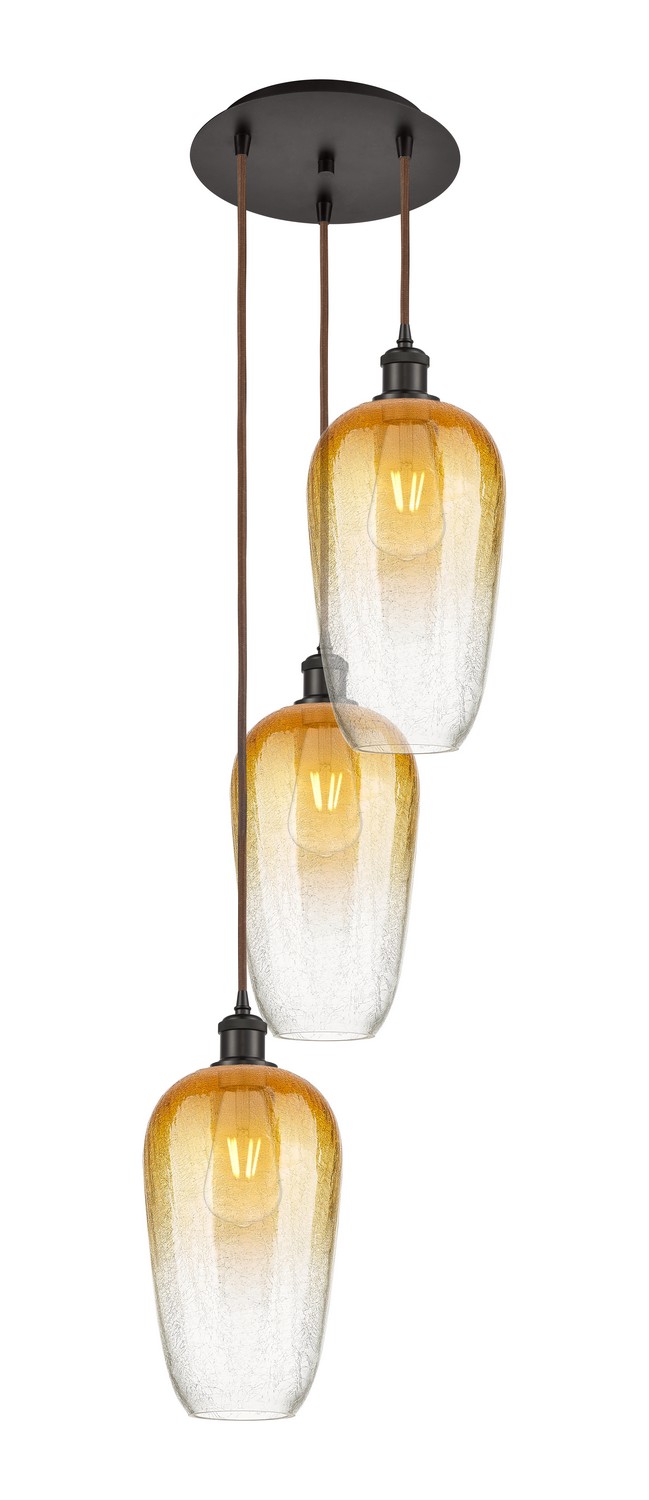 Three Light Pendant by Innovations - Ballston Collection, Oil Rubbed Bronze Finish - 113B-3P-OB-G484-7AM