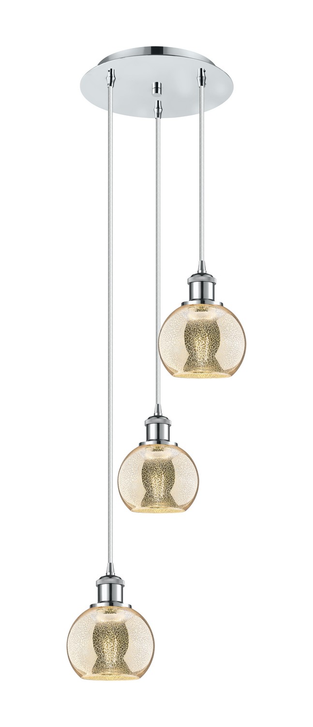 Three Light Pendant by Innovations - Ballston Collection, Polished Chrome Finish - 113B-3P-PC-G128-6