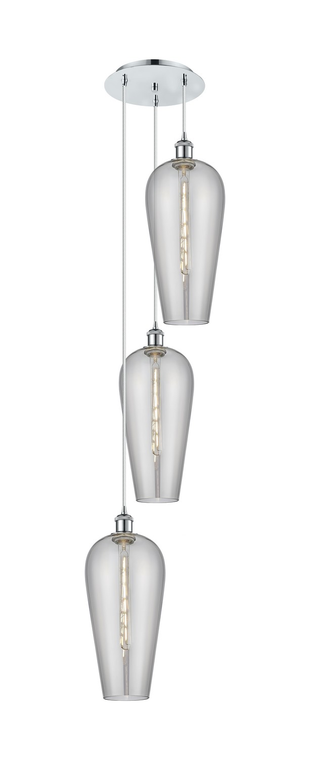 Three Light Pendant by Innovations - Ballston Collection, Polished Chrome Finish - 113B-3P-PC-G456-8SM