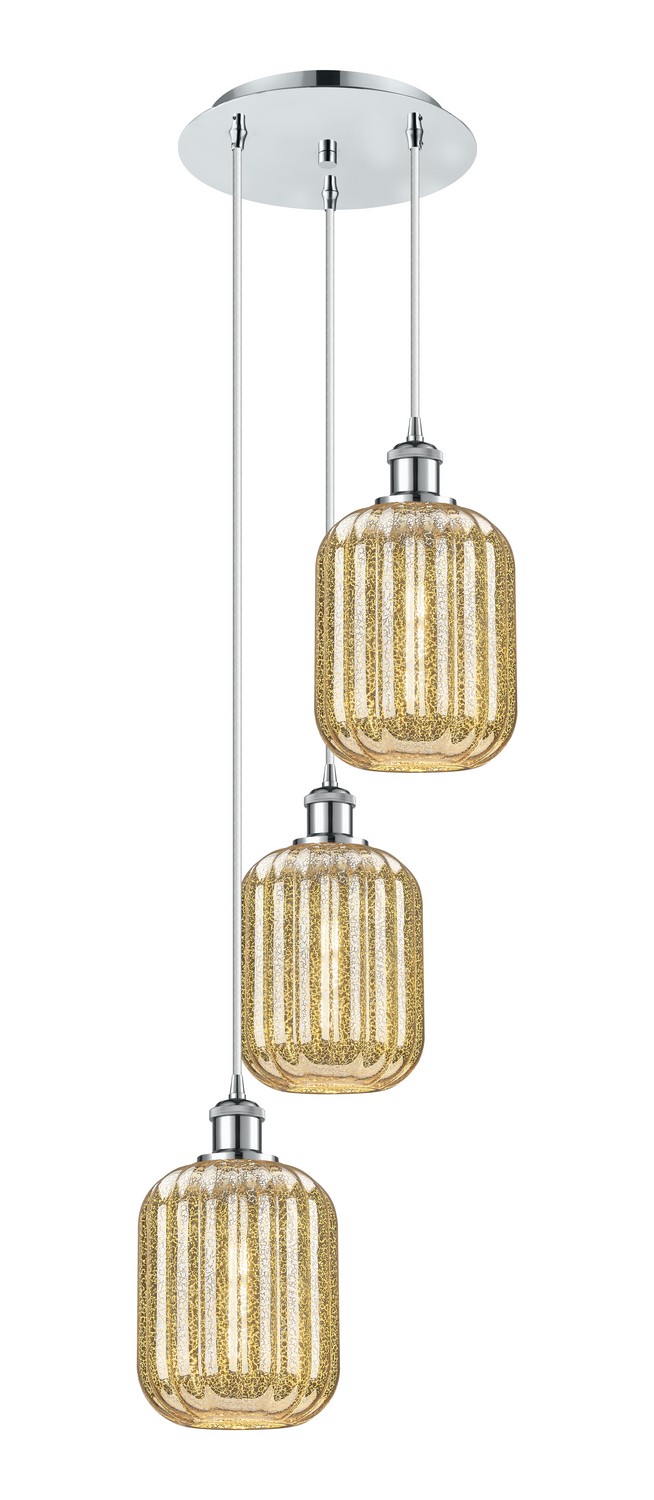 Three Light Pendant by Innovations - Ballston Collection, Polished Chrome Finish - 113B-3P-PC-G460-7ME