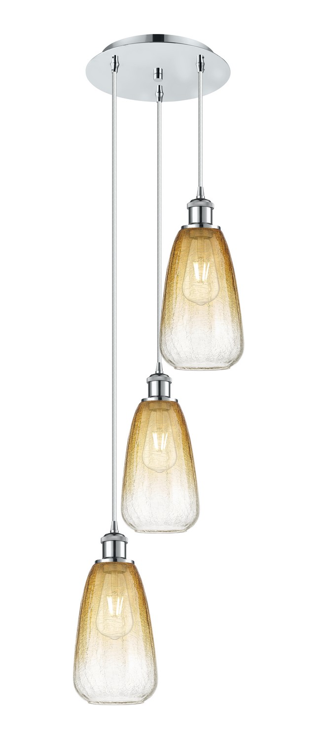 Three Light Pendant by Innovations - Ballston Collection, Polished Chrome Finish - 113B-3P-PC-G480-6AM