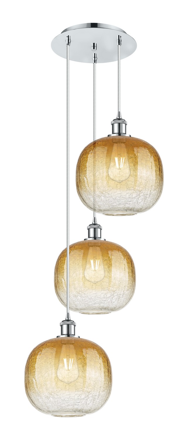 Three Light Pendant by Innovations - Ballston Collection, Polished Chrome Finish - 113B-3P-PC-G481-10AM