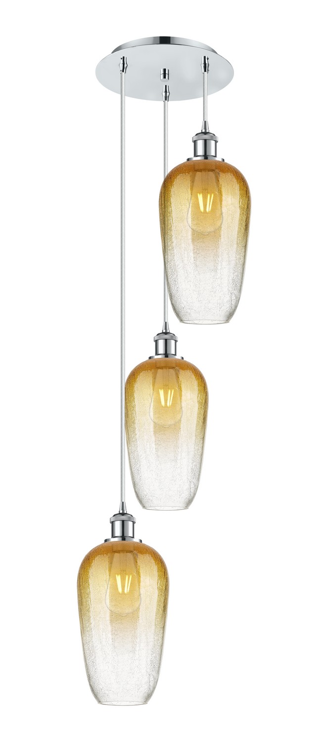 Three Light Pendant by Innovations - Ballston Collection, Polished Chrome Finish - 113B-3P-PC-G484-7AM