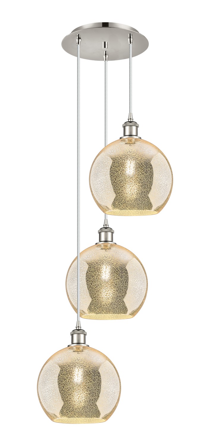 Three Light Pendant by Innovations - Ballston Collection, Polished Nickel Finish - 113B-3P-PN-G128-10