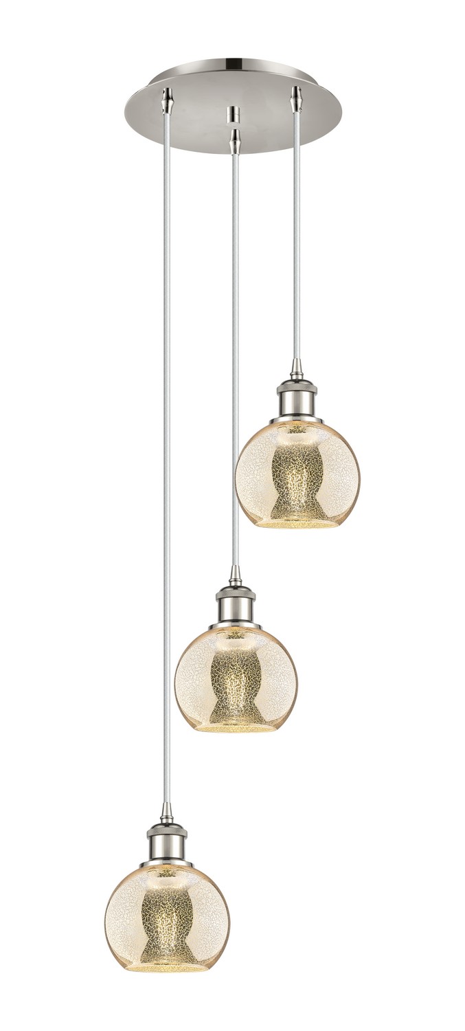 Three Light Pendant by Innovations - Ballston Collection, Polished Nickel Finish - 113B-3P-PN-G128-6