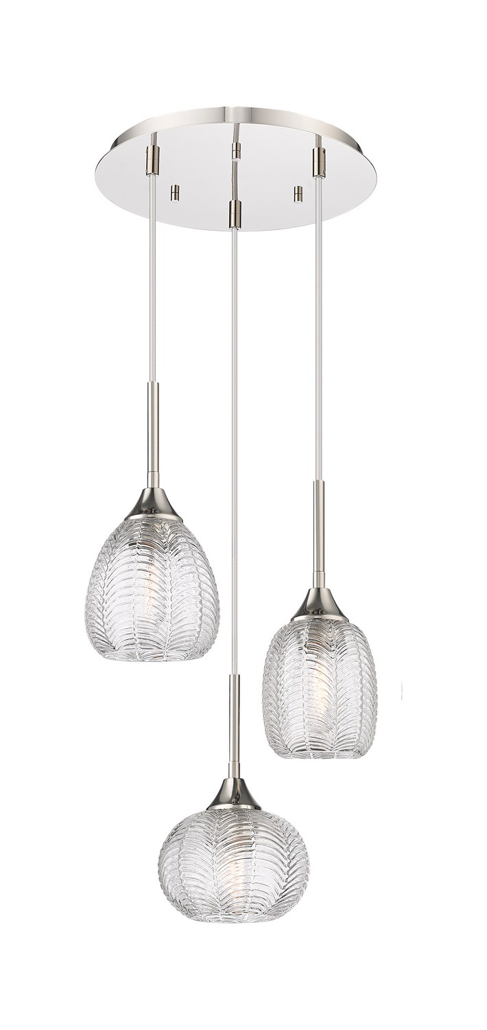 Three Light Pendant by Innovations - Berkshire Collection, Polished Nickel Finish - 113B-3P-PN-G323-MU