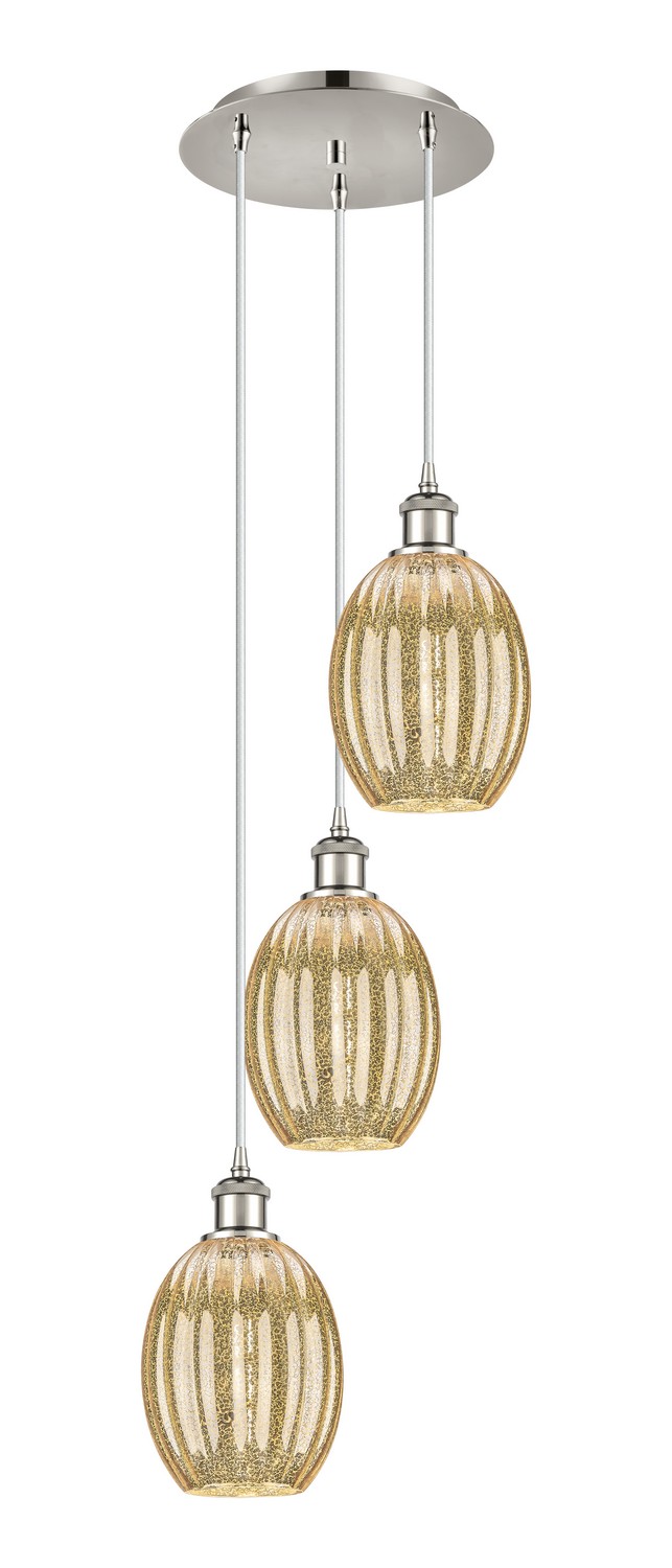 Three Light Pendant by Innovations - Ballston Collection, Polished Nickel Finish - 113B-3P-PN-G459-6ME