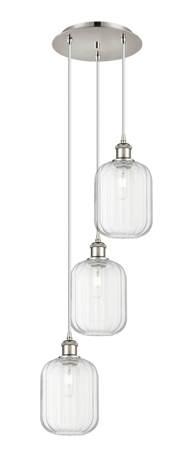 Three Light Pendant by Innovations - Ballston Collection, Polished Nickel Finish - 113B-3P-PN-G460-7CL