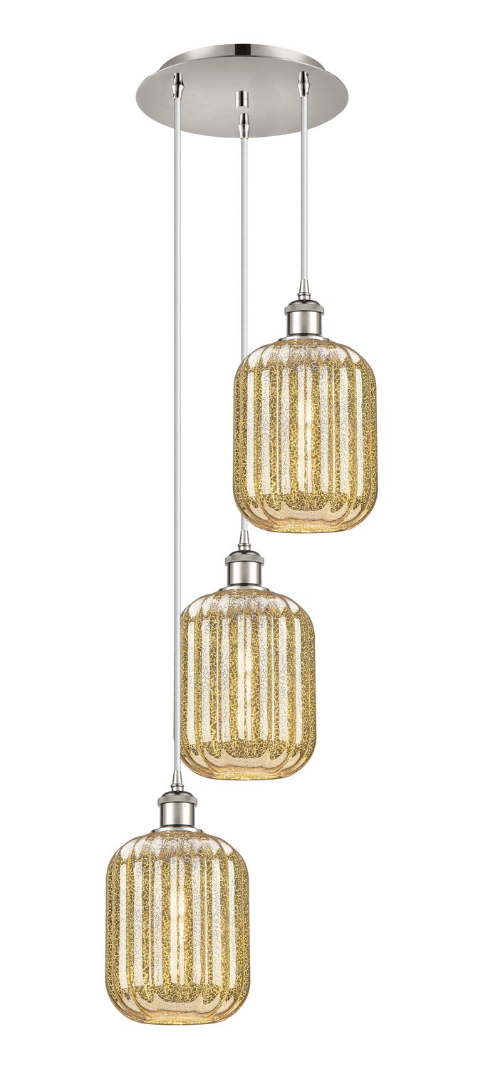 Three Light Pendant by Innovations - Ballston Collection, Polished Nickel Finish - 113B-3P-PN-G460-7ME