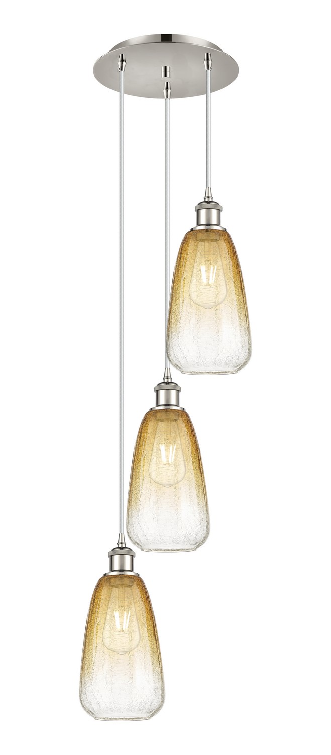 Three Light Pendant by Innovations - Ballston Collection, Polished Nickel Finish - 113B-3P-PN-G480-6AM