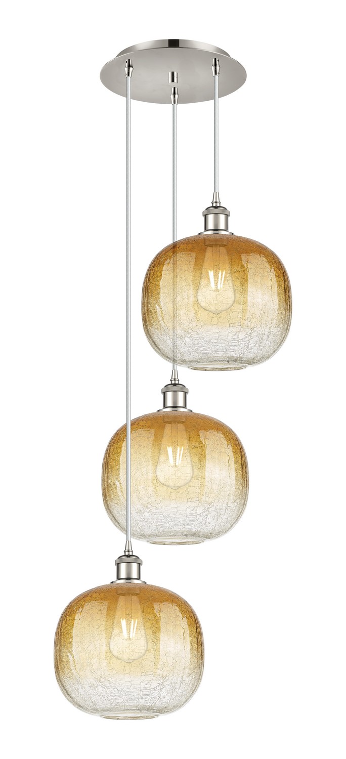 Three Light Pendant by Innovations - Ballston Collection, Polished Nickel Finish - 113B-3P-PN-G481-10AM