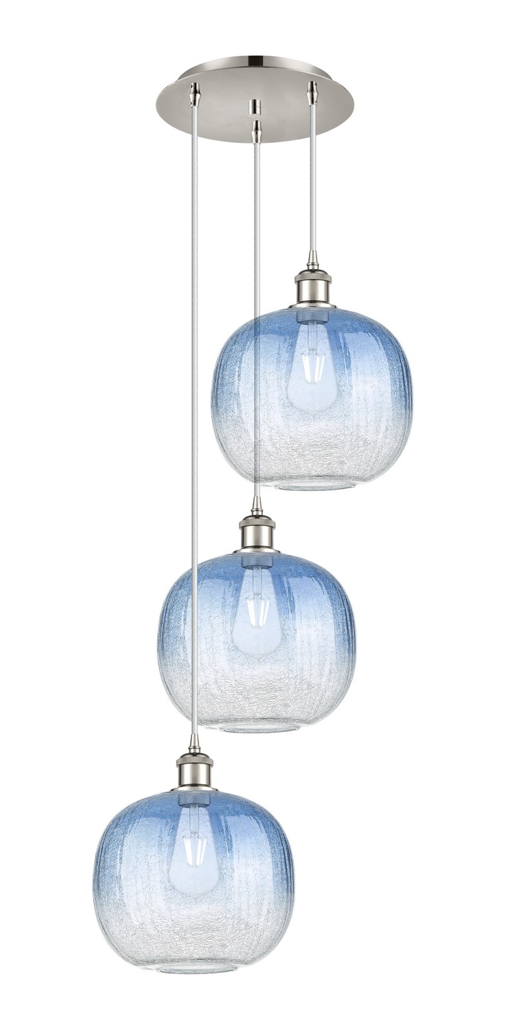 Three Light Pendant by Innovations - Ballston Collection, Polished Nickel Finish - 113B-3P-PN-G481-10SB