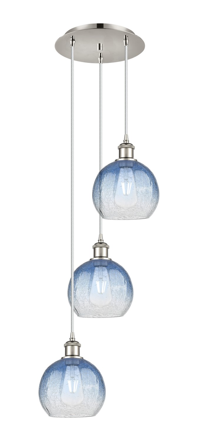 Three Light Pendant by Innovations - Ballston Collection, Polished Nickel Finish - 113B-3P-PN-G483-8SB