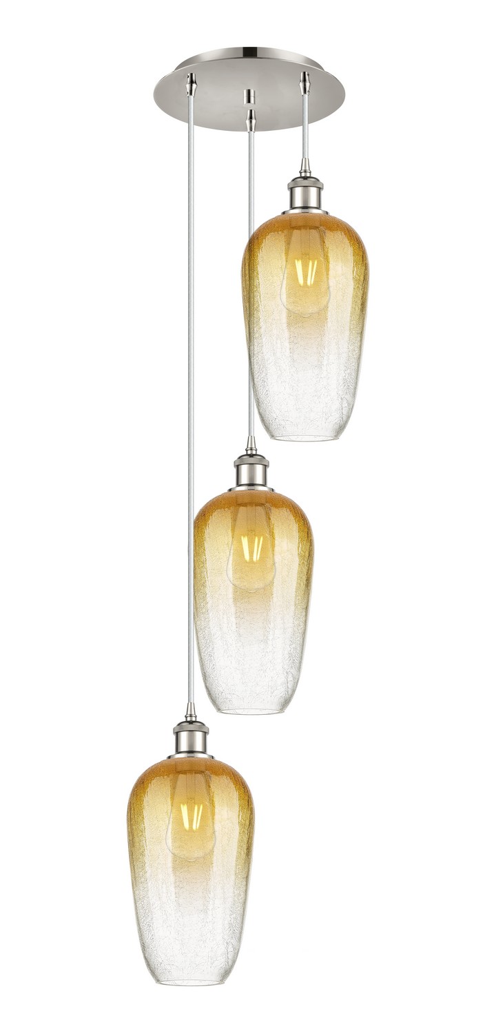 Three Light Pendant by Innovations - Ballston Collection, Polished Nickel Finish - 113B-3P-PN-G484-7AM