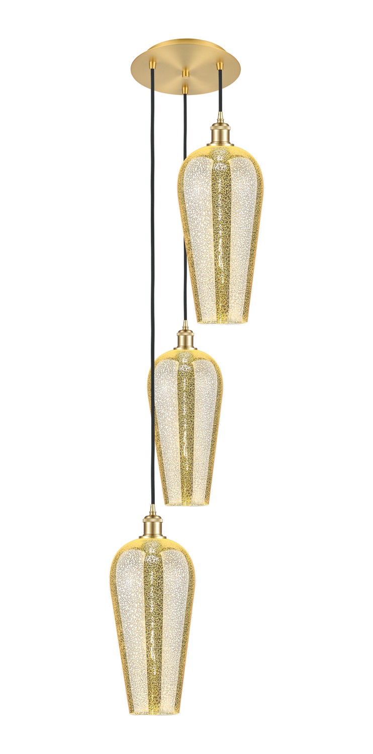 Three Light Pendant by Innovations - Ballston Collection, Satin Gold Finish - 113B-3P-SG-G456-8ME