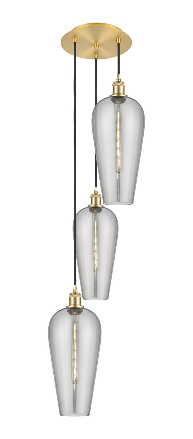 Three Light Pendant by Innovations - Ballston Collection, Satin Gold Finish - 113B-3P-SG-G456-8SM