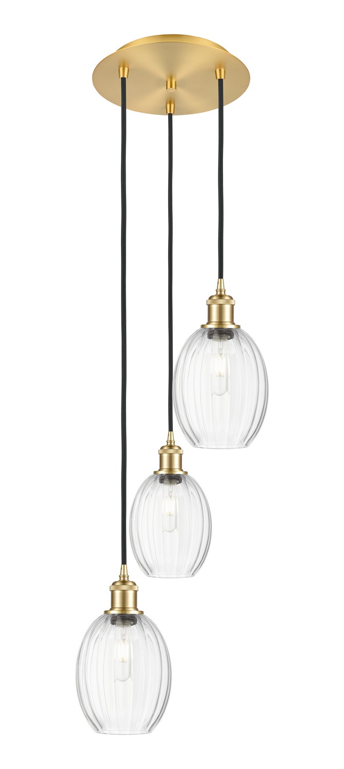 Three Light Pendant by Innovations - Ballston Collection, Satin Gold Finish - 113B-3P-SG-G459-6CL