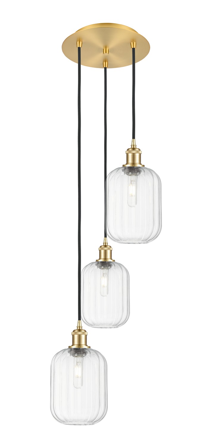 Three Light Pendant by Innovations - Ballston Collection, Satin Gold Finish - 113B-3P-SG-G460-7CL