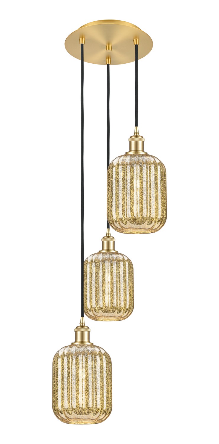 Three Light Pendant by Innovations - Ballston Collection, Satin Gold Finish - 113B-3P-SG-G460-7ME
