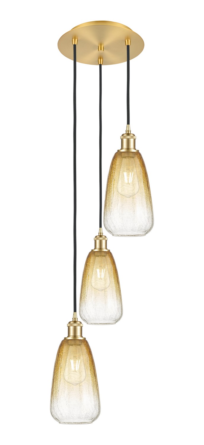 Three Light Pendant by Innovations - Ballston Collection, Satin Gold Finish - 113B-3P-SG-G480-6AM