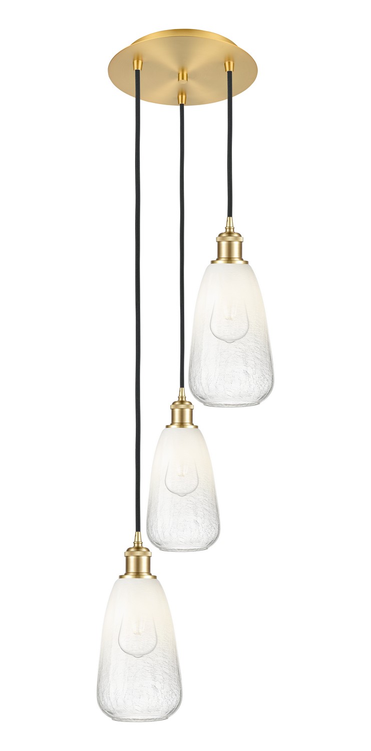Three Light Pendant by Innovations - Ballston Collection, Satin Gold Finish - 113B-3P-SG-G480-6OP