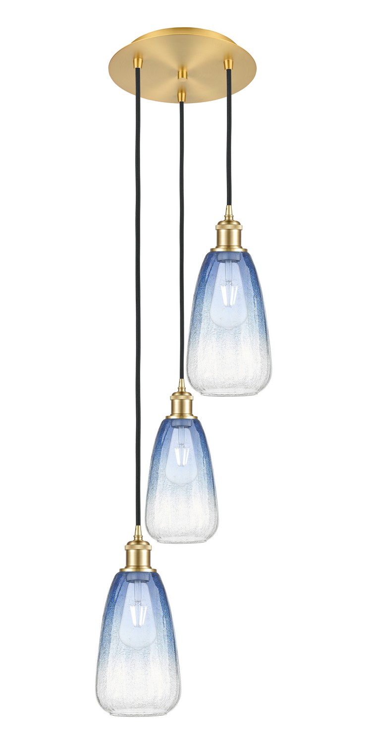 Three Light Pendant by Innovations - Ballston Collection, Satin Gold Finish - 113B-3P-SG-G480-6SB