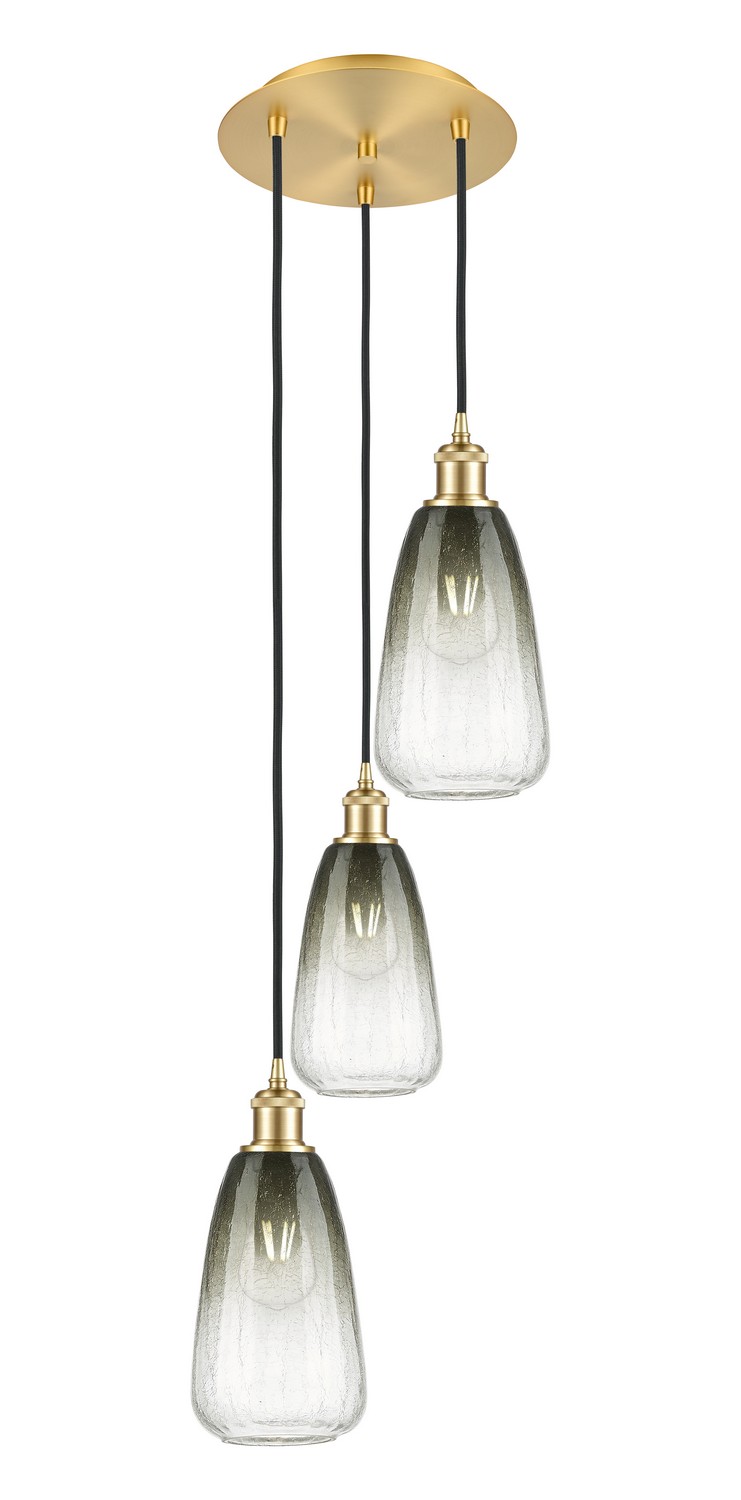Three Light Pendant by Innovations - Ballston Collection, Satin Gold Finish - 113B-3P-SG-G480-6SL