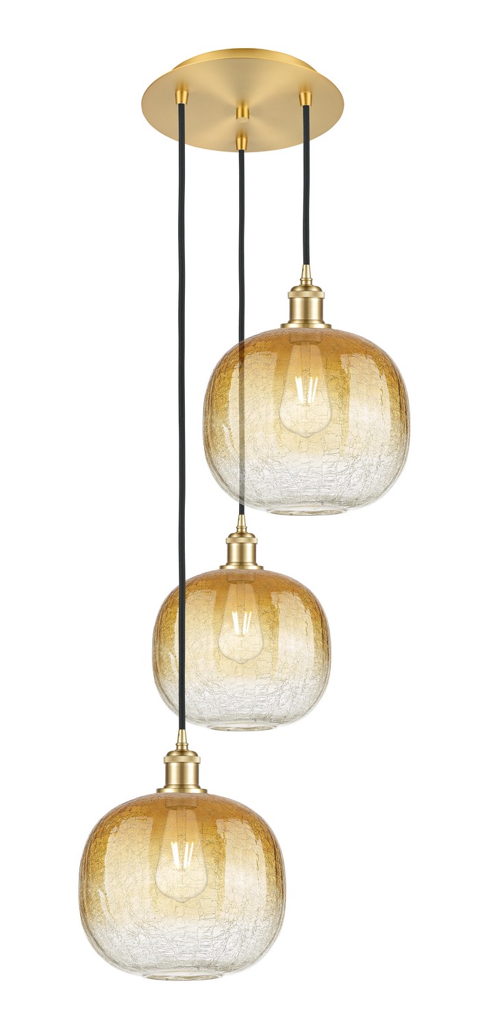 Three Light Pendant by Innovations - Ballston Collection, Satin Gold Finish - 113B-3P-SG-G481-10AM