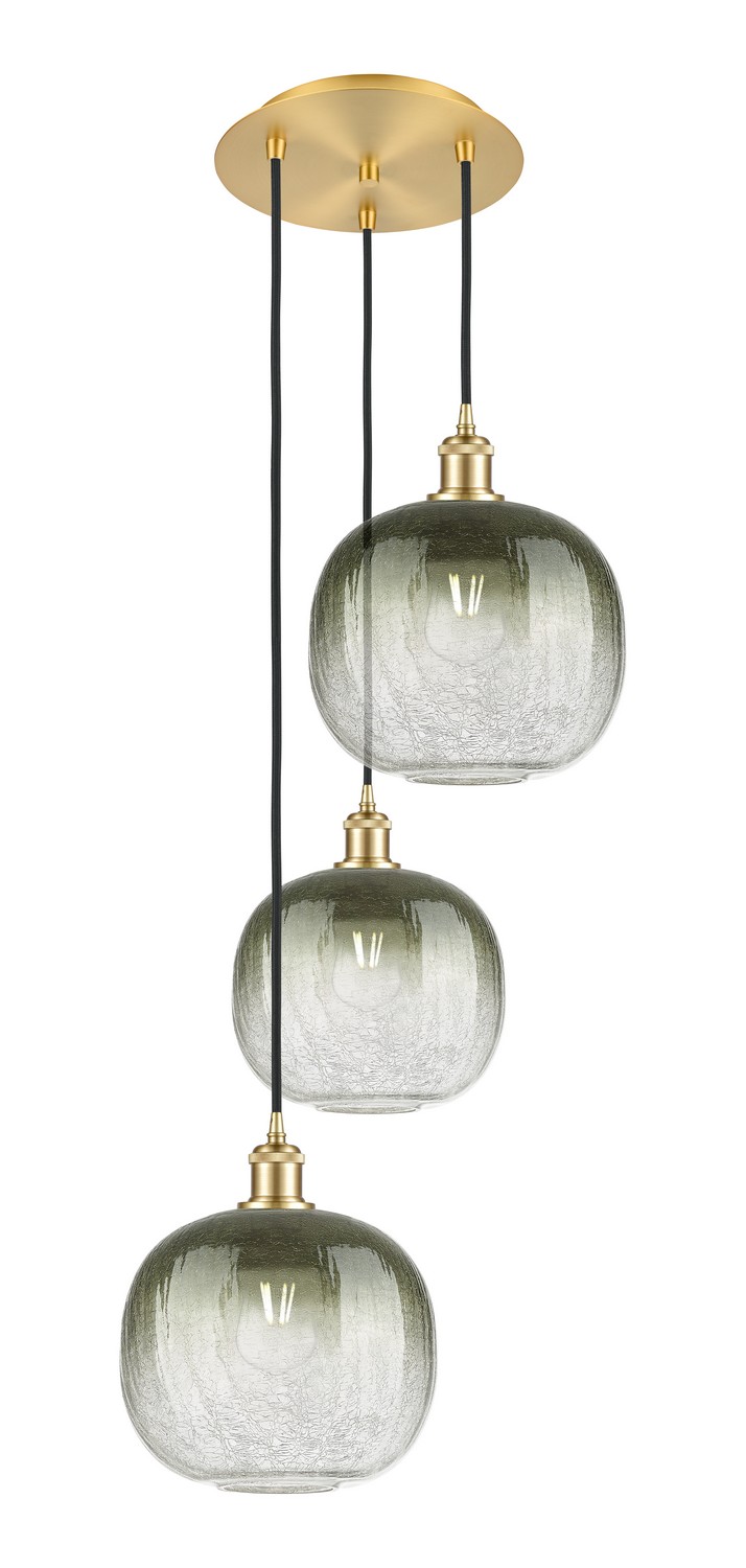 Three Light Pendant by Innovations - Ballston Collection, Satin Gold Finish - 113B-3P-SG-G481-10SL