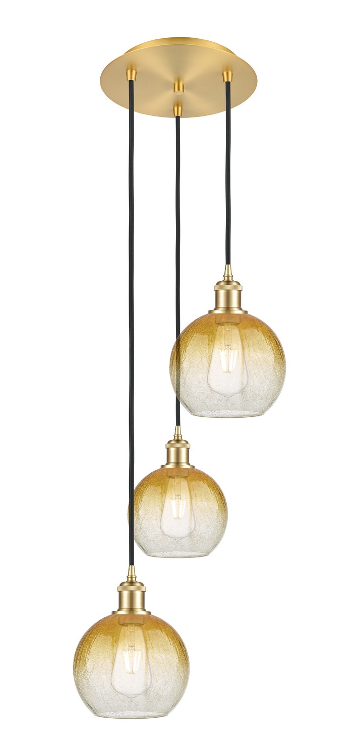 Three Light Pendant by Innovations - Ballston Collection, Satin Gold Finish - 113B-3P-SG-G483-8AM